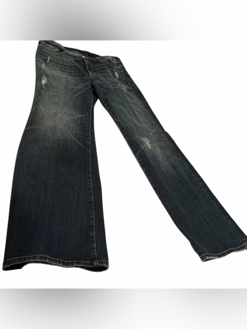 Seven7 size 10 blue high waist wide leg jeans trouser dark wash perfect